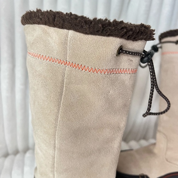 Lands End Calf High Suede Leather Rubber Sole Tan Winter Boots Size 6 - Picture 5 of 15
